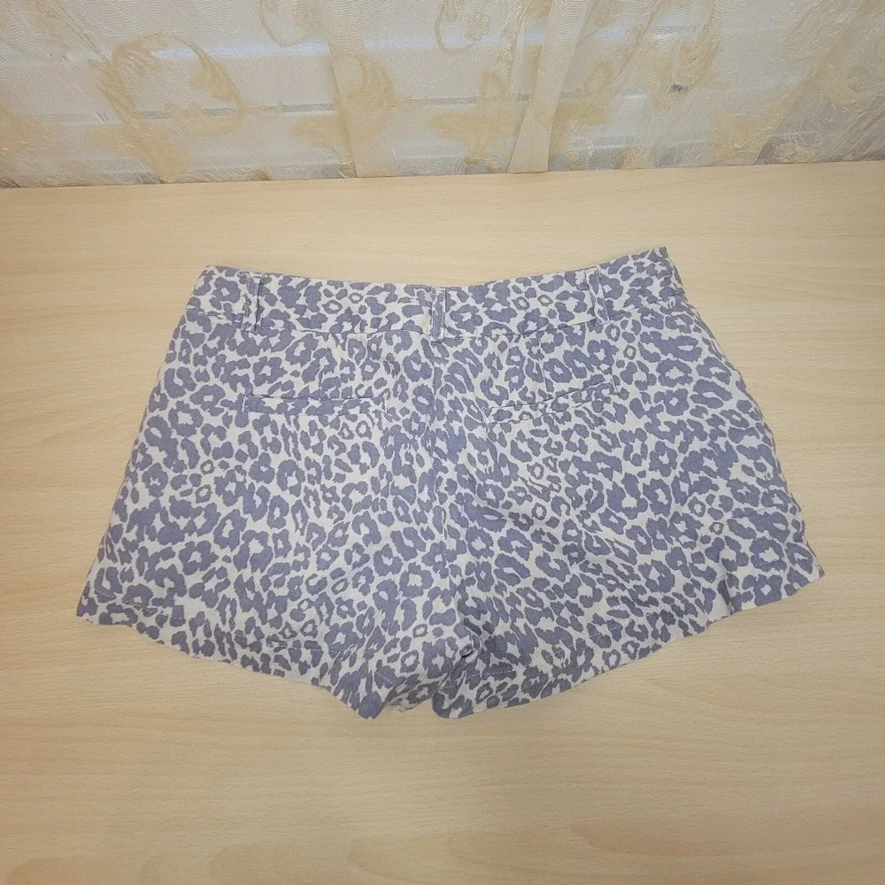Cynthia Rowley Animal Print Chino Shorts Grey Cream Leopard 3